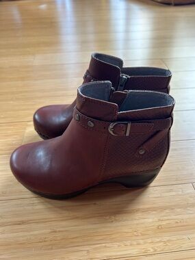 Sanita Women's Brown Ankle Boot with Side Buckle